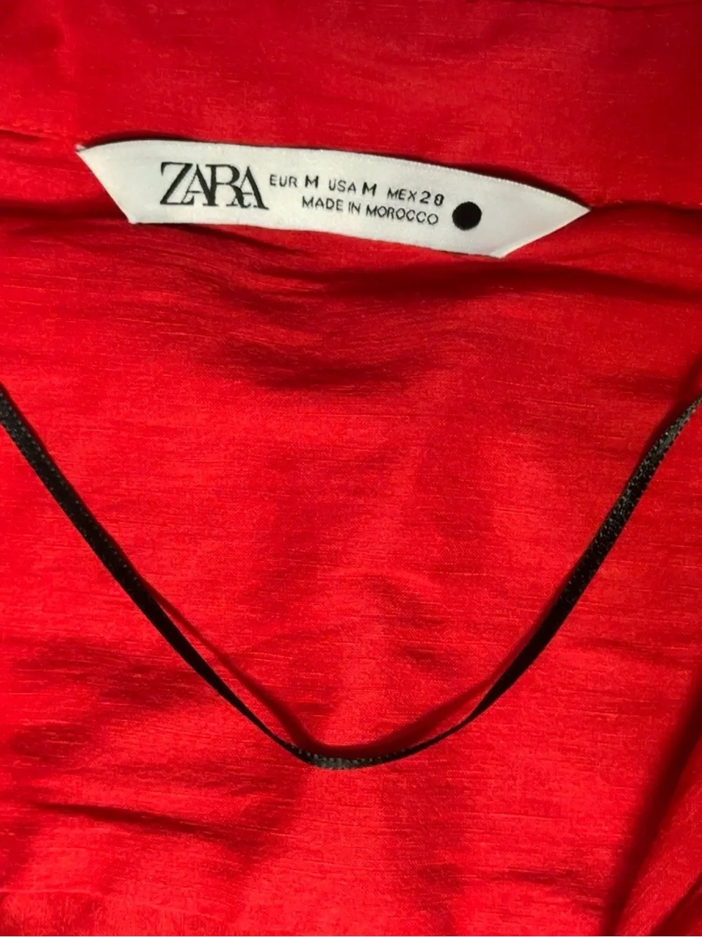 Zara Red Linen Blend Ruched Shirt Dress Size M